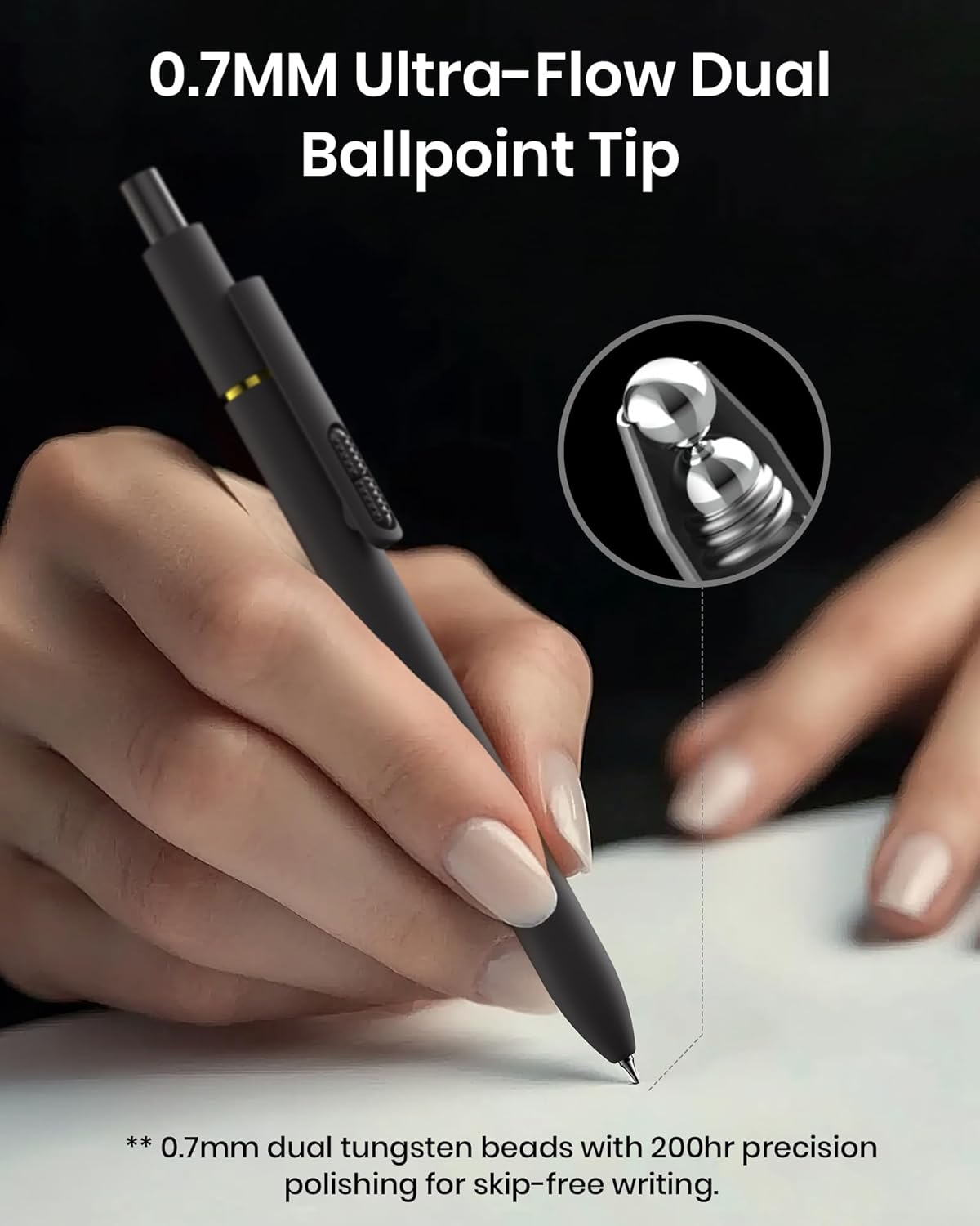 Hiacry 8 Pcs Gel Pens - 0.7mm Fine Point Smooth Writing Black Ink, Quick-Dry Long Lasting Fidge Pens, School & Office Supplies for Men Women (8 Count, Black Ink)