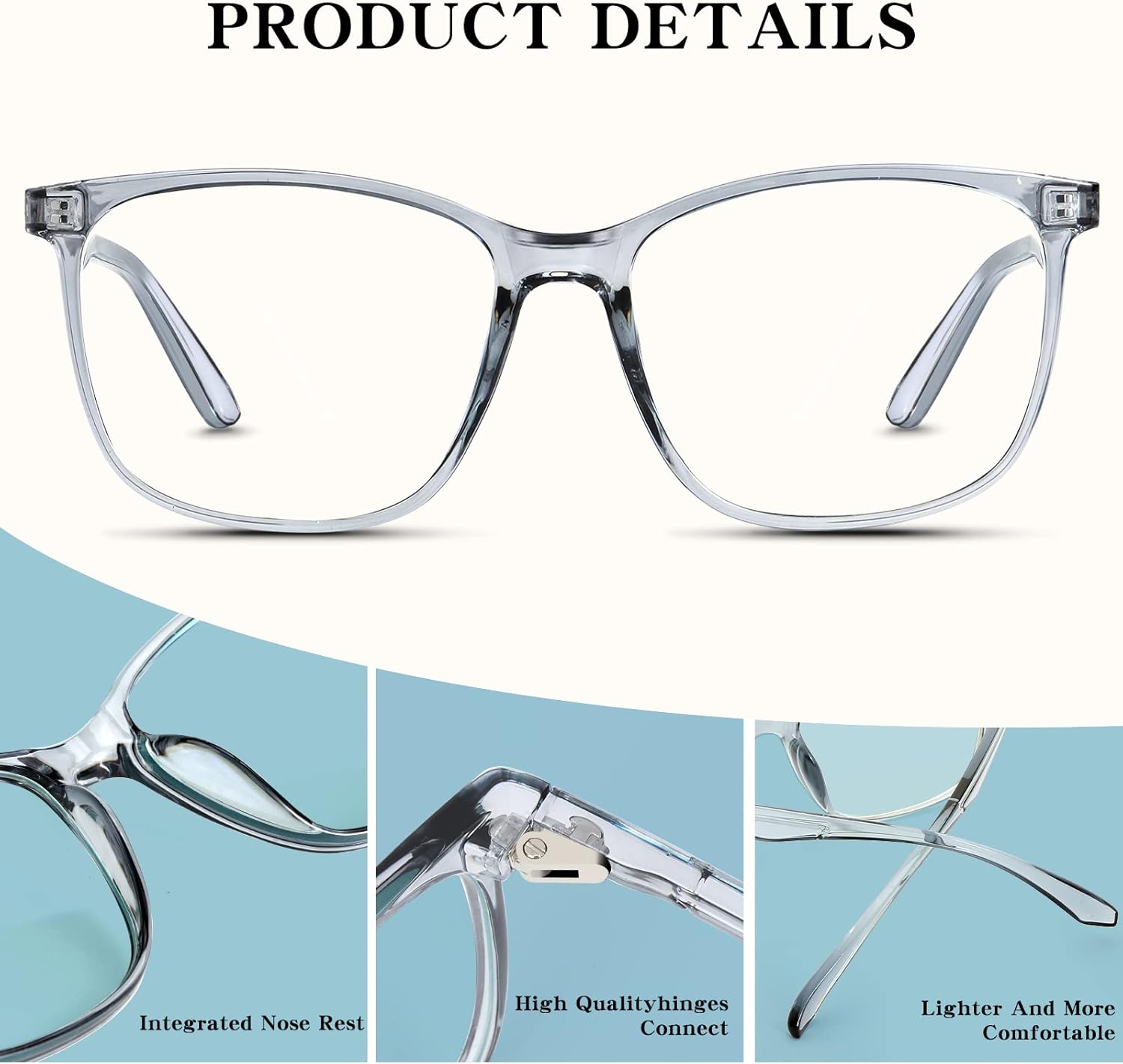 Oilway Blue-Light Blocking Glasses for Women Men - 3Pack Computer Reading/Gaming/TV/Phones Glasses Anti Eyestrain