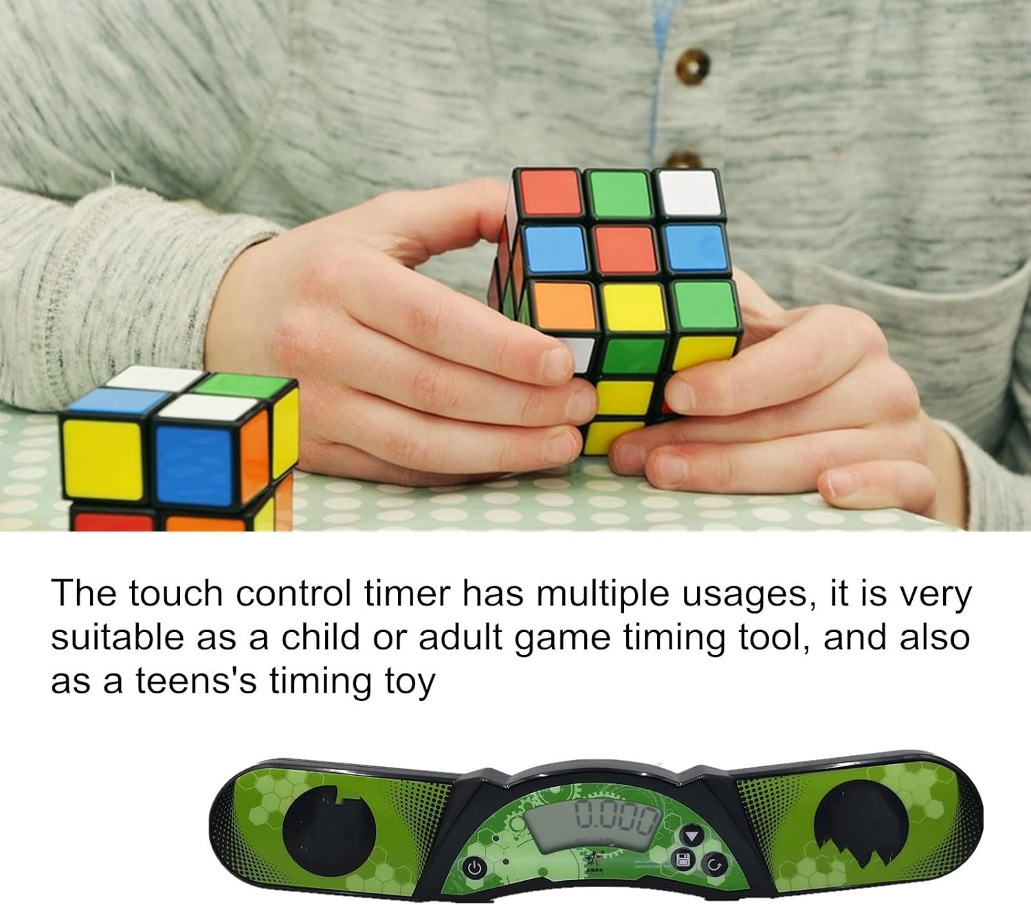 Speed Timer for Cube, Professional Touch Control with Display and Voice Sound Effect, Automatic Calculation Timer for Competition, for Birthday, Christmas (Black)