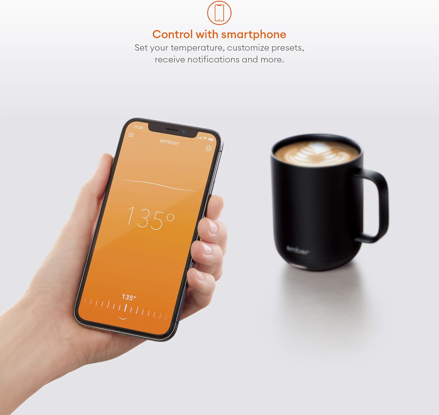 Ember Temperature Control Smart Mug, 14 oz, 1-hr Battery Life, Black - App Controlled Heated Coffee Mug