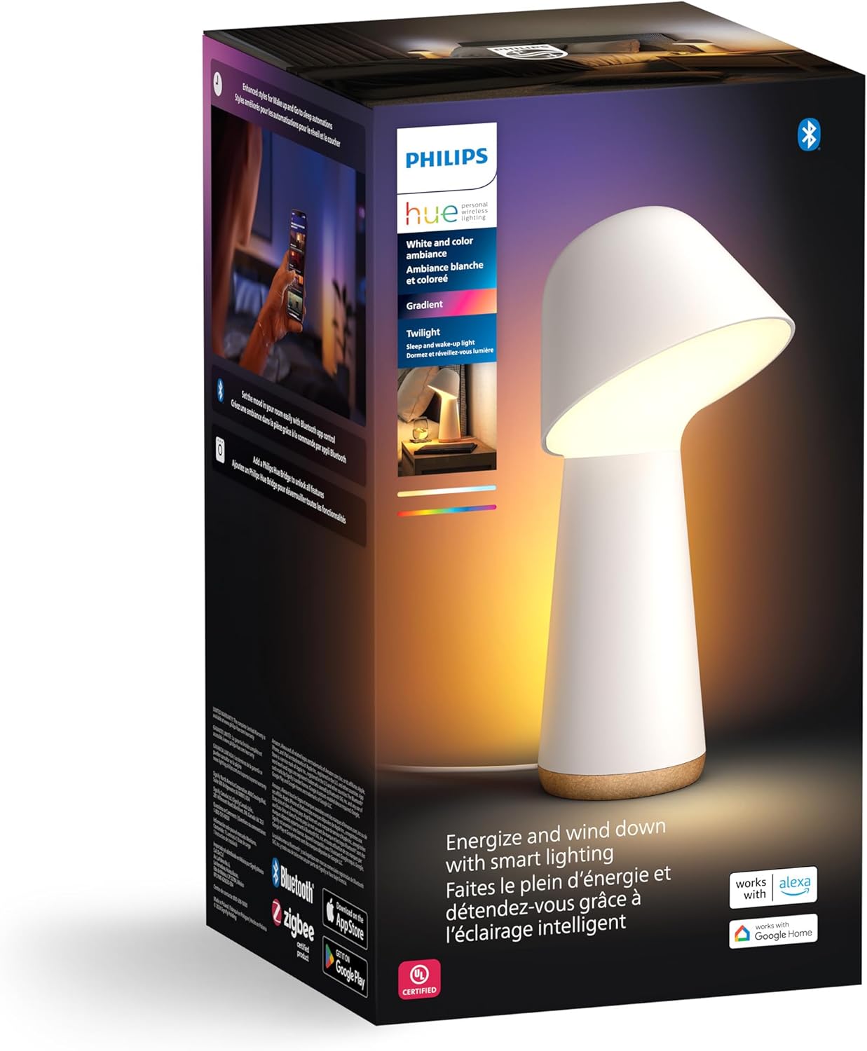 Philips Hue Twilight Smart Sleep and Wake-Up LED Lamp, White & Color Smart Lighting, Bedside Lamp Compatible with Bluetooth, Voice Control with Alexa, Apple Home & Google Assistant