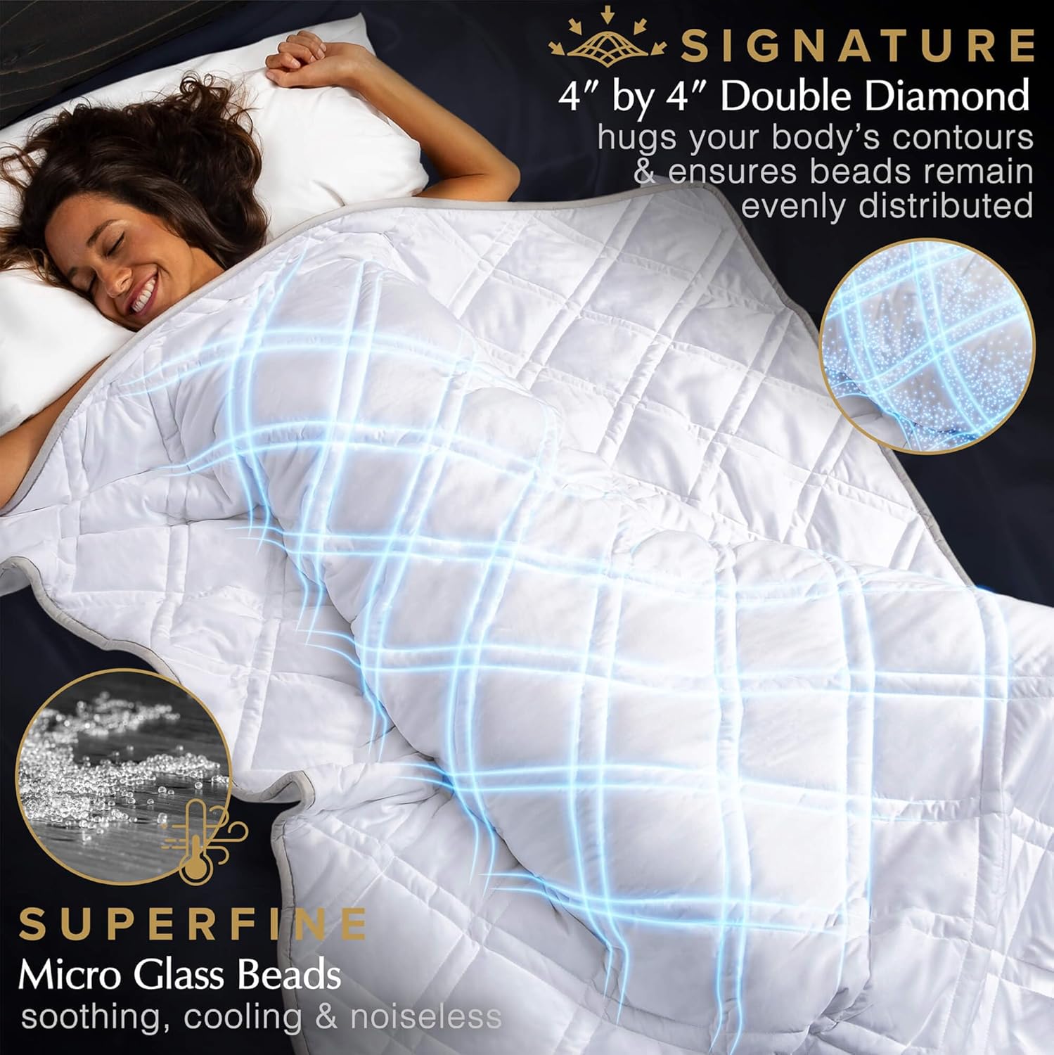 Aricove Cooling Weighted Blanket, 12 lbs, Twin Size for Adults, Luxury Heavy Blanket, Silky Soft Bamboo Viscose, 48x72 inches, Machine Washable, White