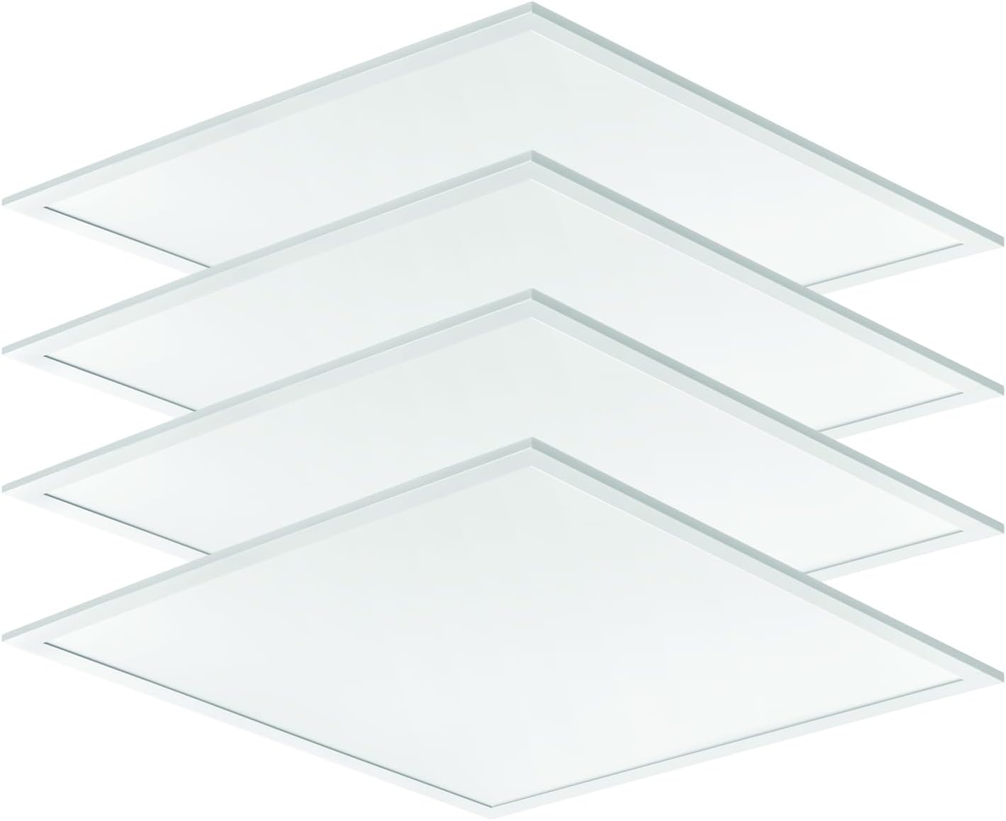 Lithonia Lighting CPX LED Flat Panel Light, 2Ftx2Ft LED Light Panel, Ceiling Lighting Fixture, 2500/3200/4000 Adjustable Lumens, 3500K/4000K/5000K Switchable CCT, Smooth Satin Lens, White (4-Pack)