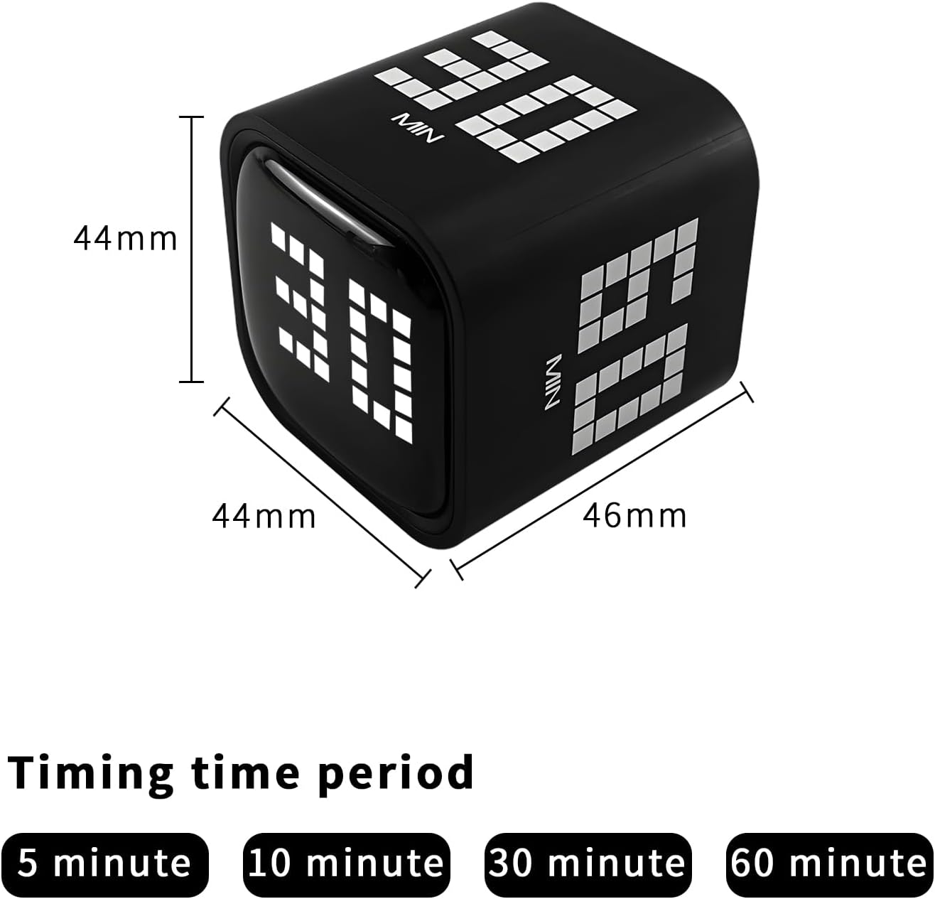 Qumox Digital Cube Timer, Rechargeable Flip Timer with Gravity Sensor & Manual Mode, 5/10/30/60 Minute Countdown, USB-C, LED Display, Vibration & Sound Alerts for Study, Work, Cooking, Fitness