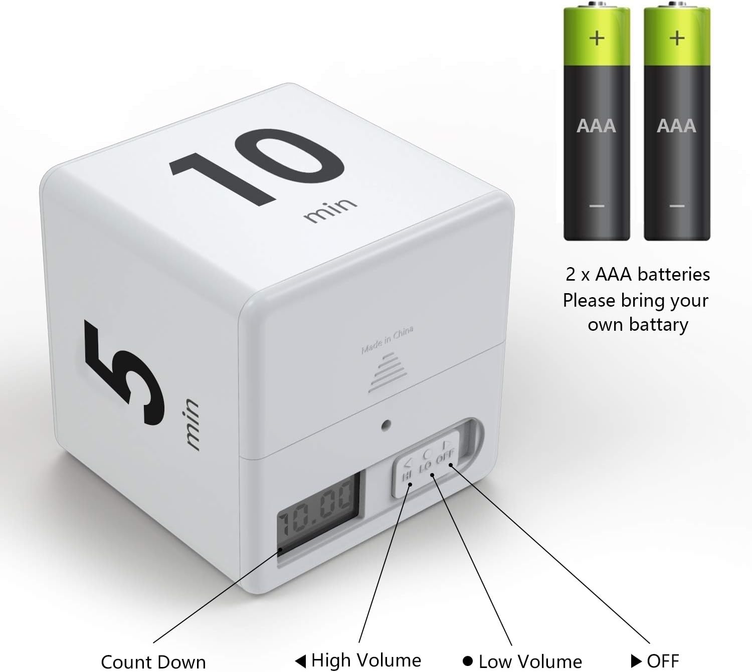 Cube Timer,Pretmess Gravity Flip Kitchen Timer for Time Management and Countdown Settings 1-3-5-10 Minutes