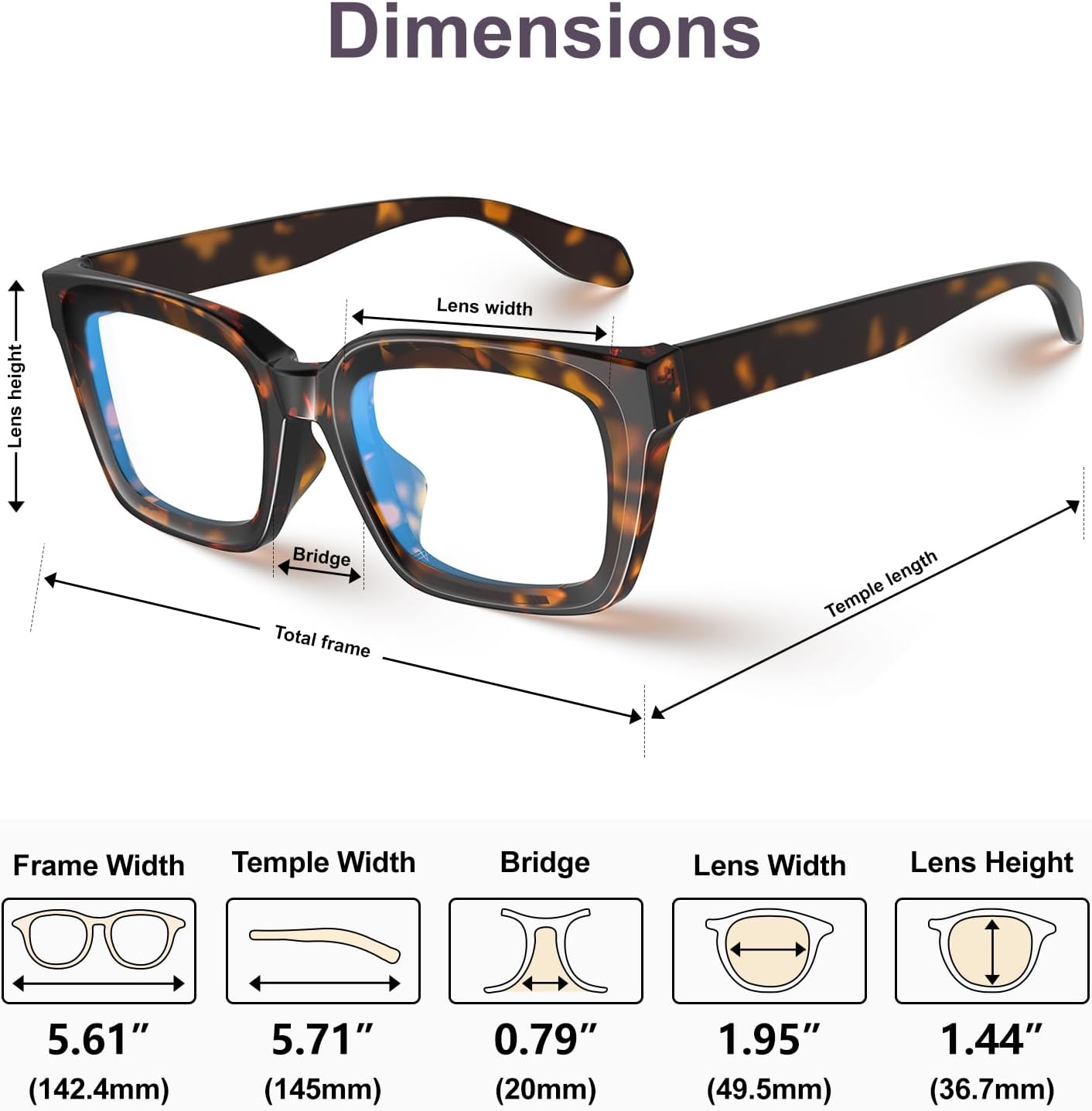 VISOONE Chunky Square Blue Light Blocking Glasses with Anti Computer Glare for Working Women Men MONTANA