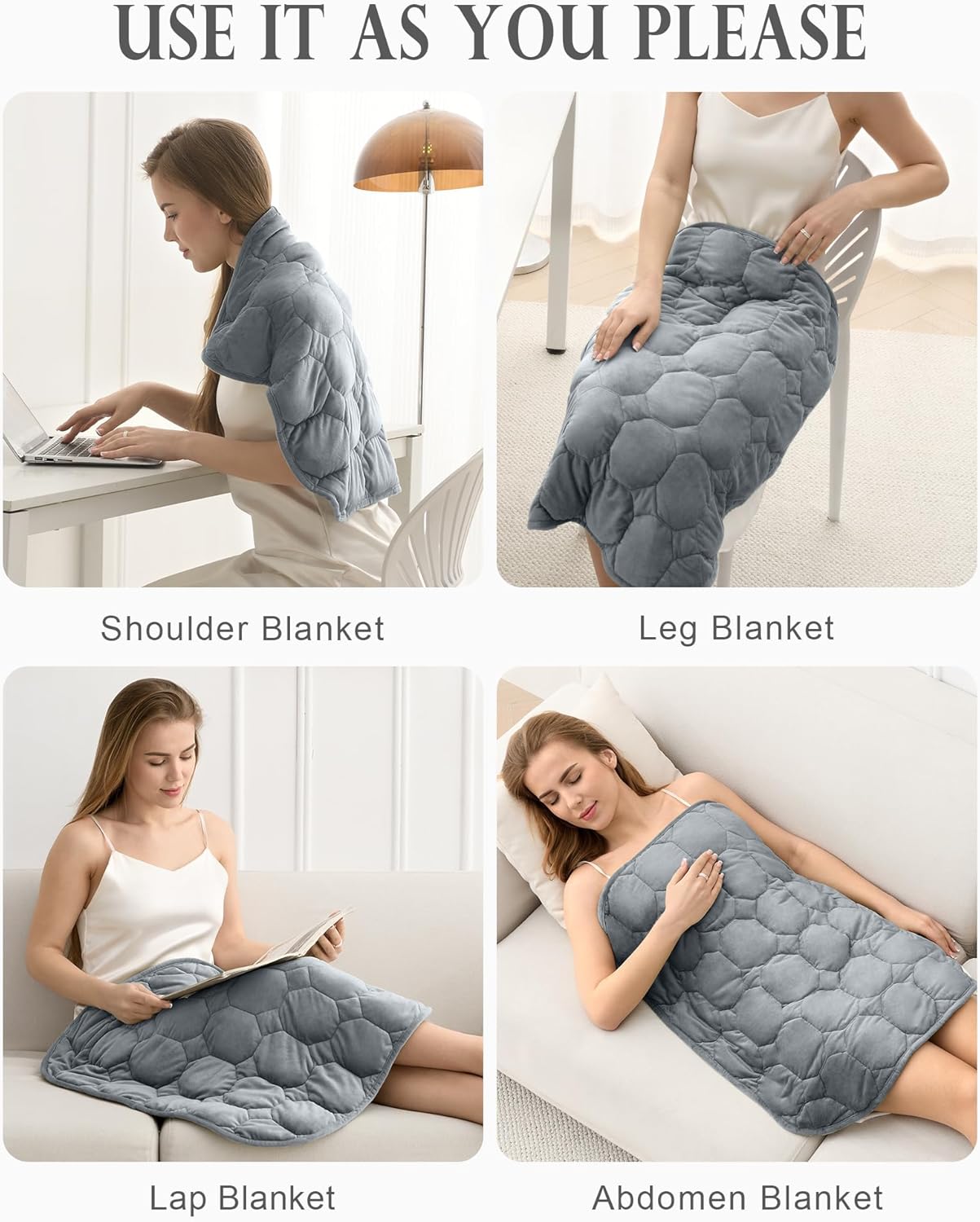 Cottonblue Weighted Lap Blanket 7lbs, Cozy Luxury Crystal Velvet Weighted Blanket for Adults, Small Weighted Blanket for Relaxation, Sleeping, Travel, Grey, 29" x 24"
