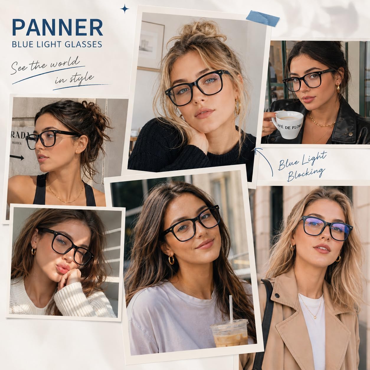 PANNER Oversized Square Blue Light Blocking Glasses for Women Men Anti Glare Reduce Eyestrain Computer Glasses