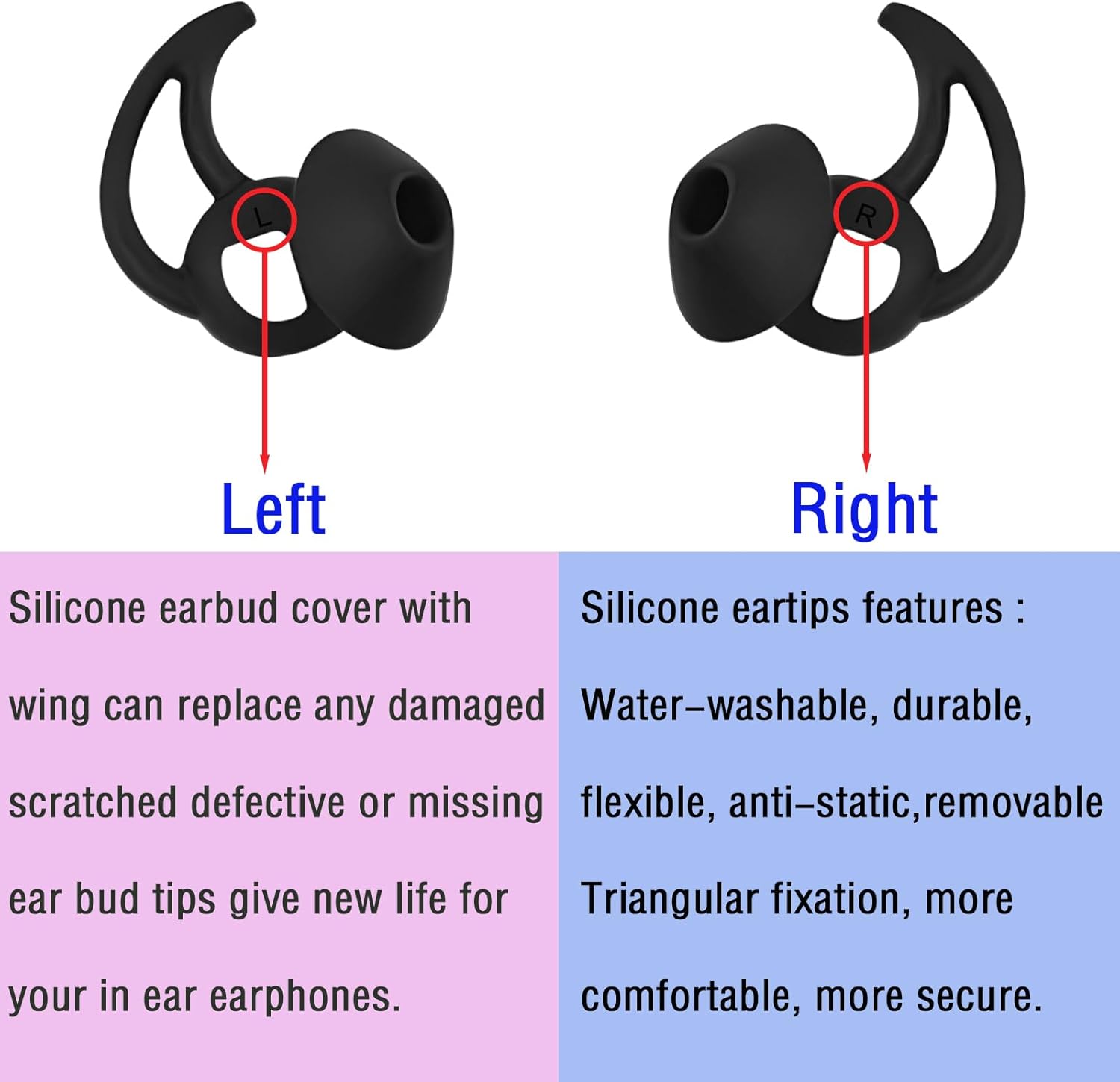 Earbud Replacement Tips Silicone Earbud Tips Ear Bud Covers Compatible with Bose Quietcomfort and Sport Headphone Ear Tips 3 Pairs S M L Black