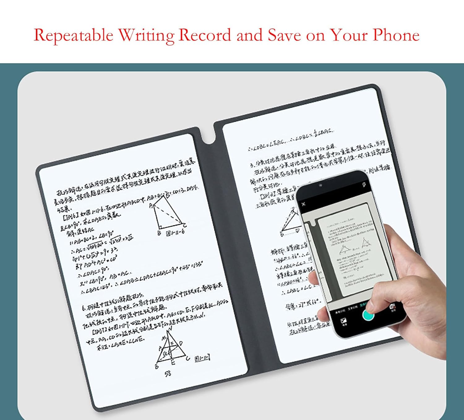 Wipeable Notebook with a Wipeable Pen and Rag, 9 Inch x 5.8 Inch Blue A5 Size PU Hardcover for Office and Taking Notes