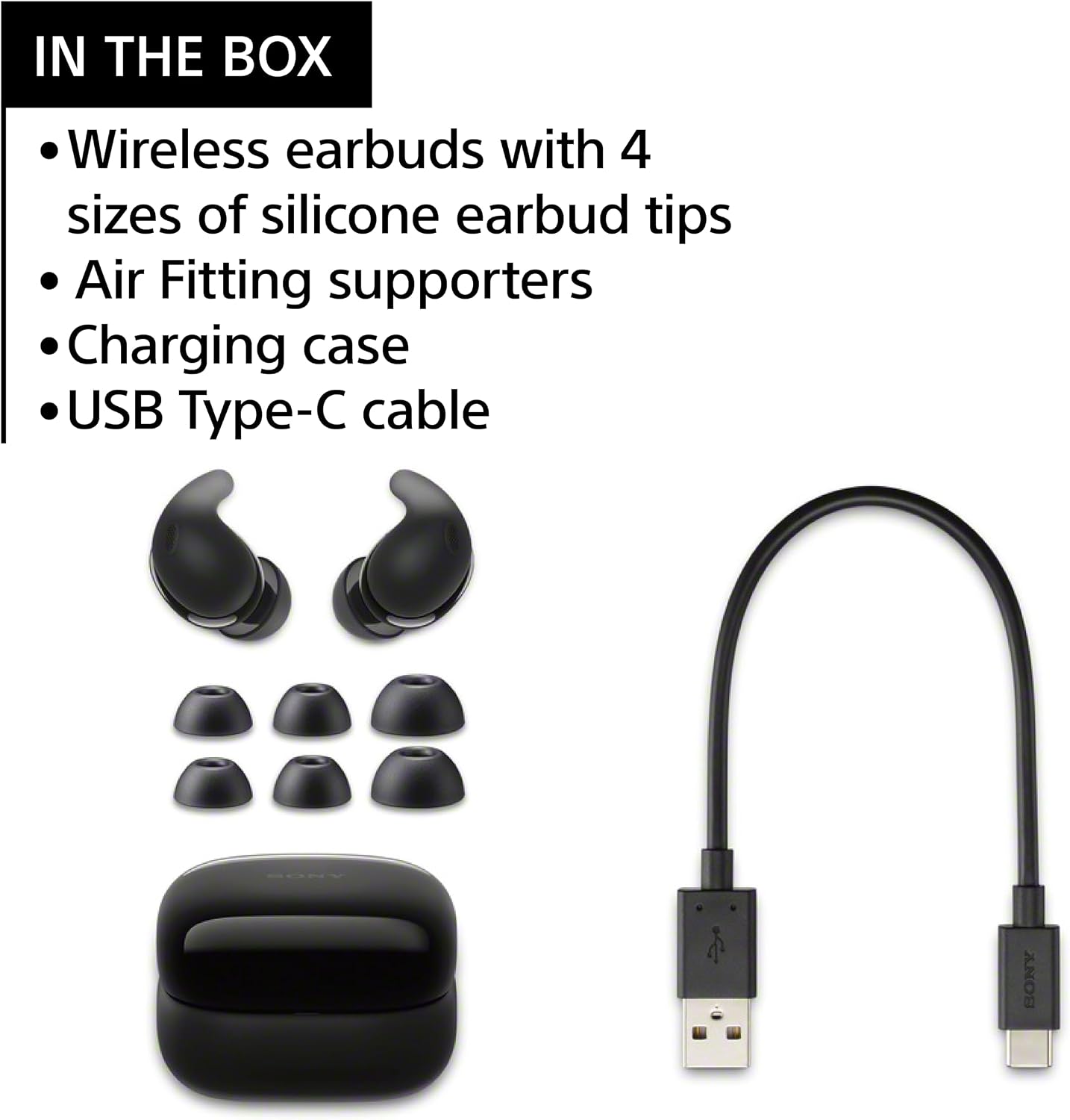Sony LinkBuds Fit Truly Wireless Noise Canceling Earbud Headphones, Small & Light with Newly Developed Air Fitting Supporters, Black