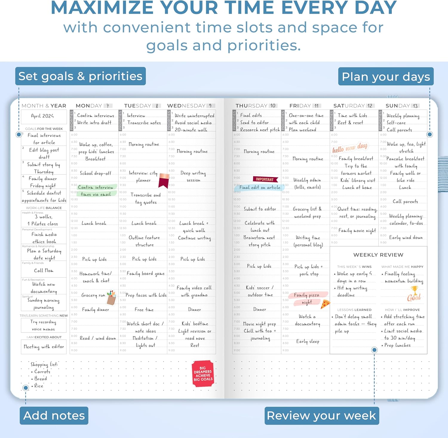 Clever Fox Planner Schedule – Undated Weekly & Monthly Life Planner with Time Slots, Appointment Book & Daily Organizer, A5 (Periwinkle)