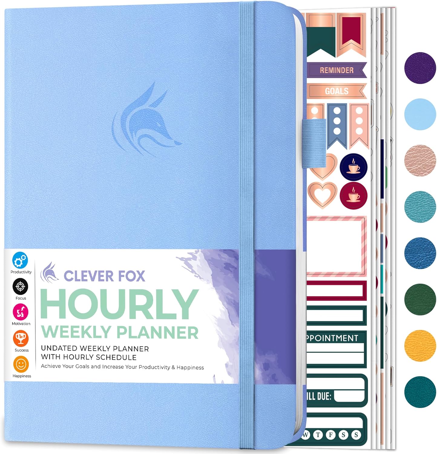 Clever Fox Planner Schedule – Undated Weekly & Monthly Life Planner with Time Slots, Appointment Book & Daily Organizer, A5 (Periwinkle)