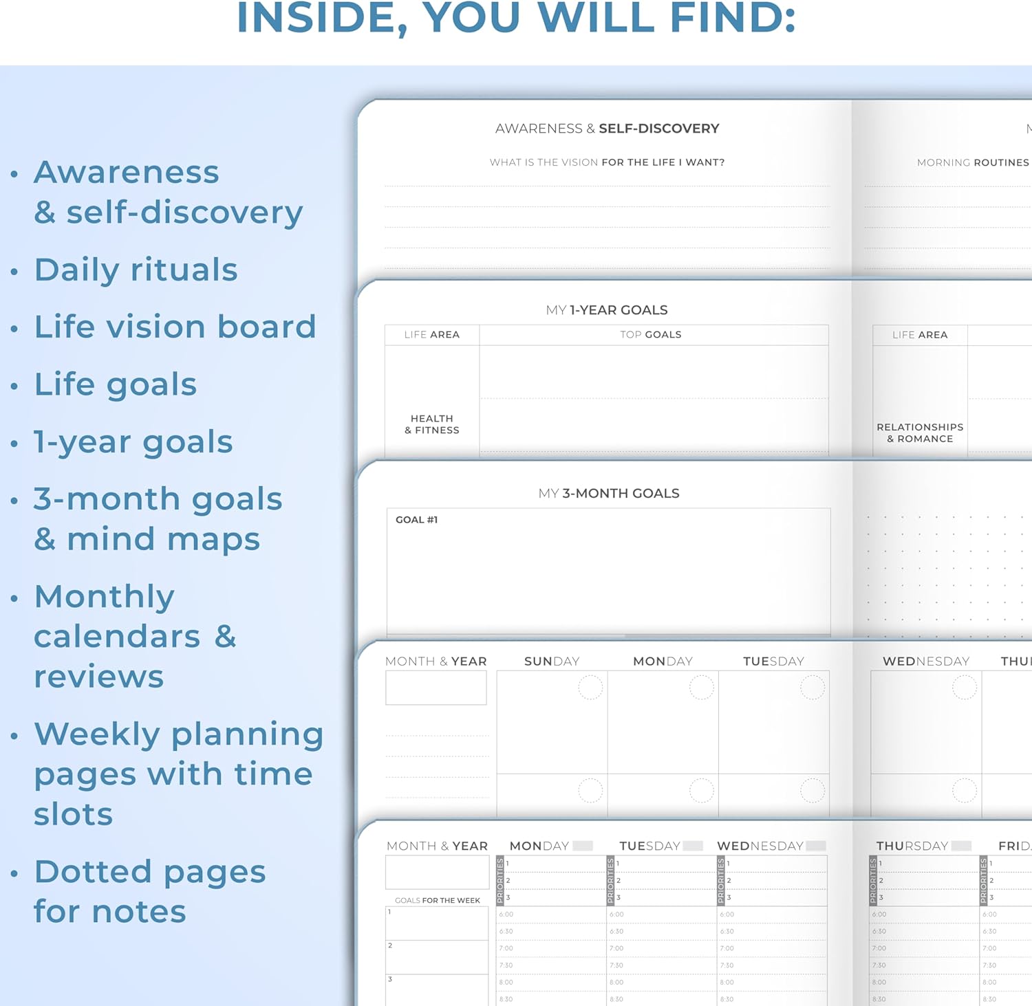 Clever Fox Planner Schedule – Undated Weekly & Monthly Life Planner with Time Slots, Appointment Book & Daily Organizer, A5 (Periwinkle)