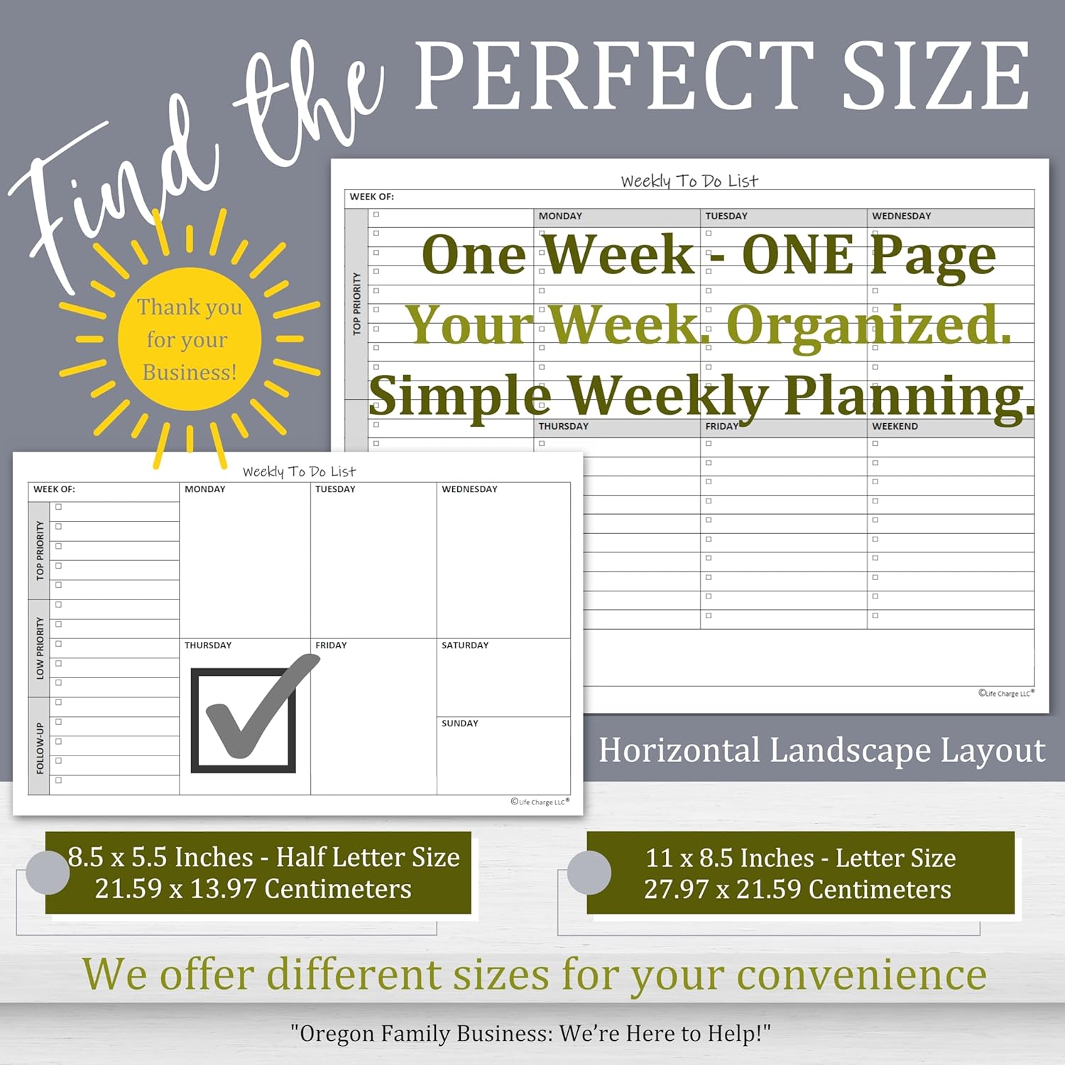 Life Charge Weekly To Do List Planner Notepad, 60 Page Task Planning Pad with Daily Checklist, Priority To-Do Checkboxes & Notes, Desk Notebook for Office Organization & Productivity, 8.5 x 11