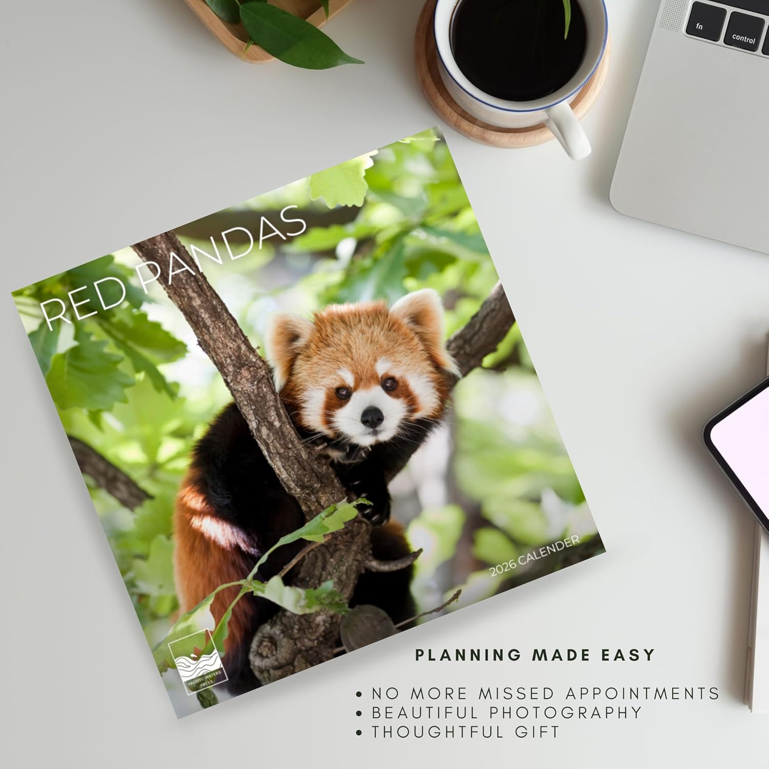 Red Panda Wall Calendar 2026 | 12" x 24" Open | Animal Calendar Photography Thick & Sturdy Paper for Planning | Office Kitchen Decor or Gift | Pacific Waters Press (Red Pandas)