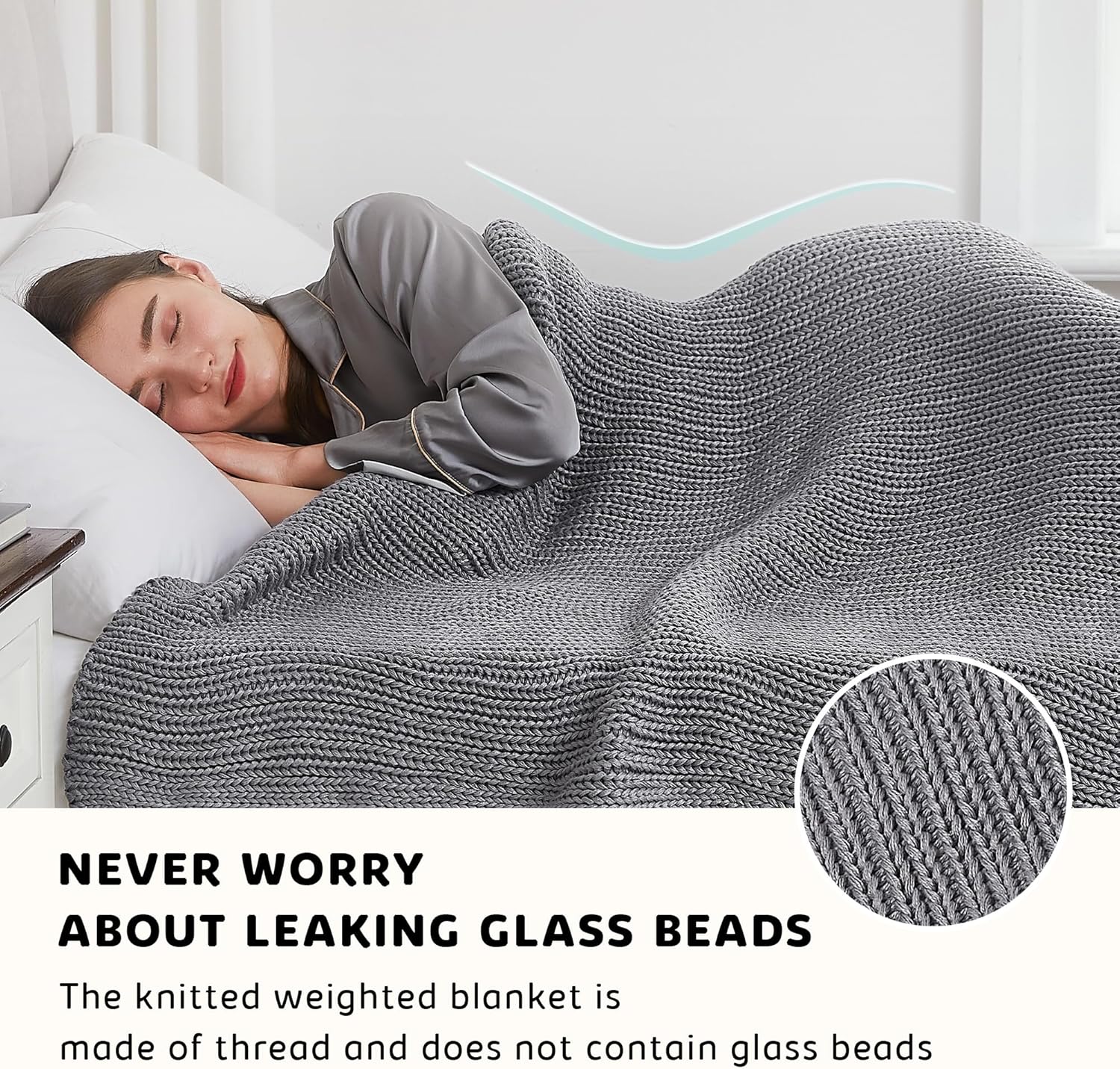 L'AGRATY Knitted Weighted Blanket - 60"x80" 15lbs Cooling Chunky Knit Heavy Blanket for Adults Braided Crochet Throw Thick Cable Yarn Knit Decorative Blanket No Beads Evenly Weighted Machine Washable