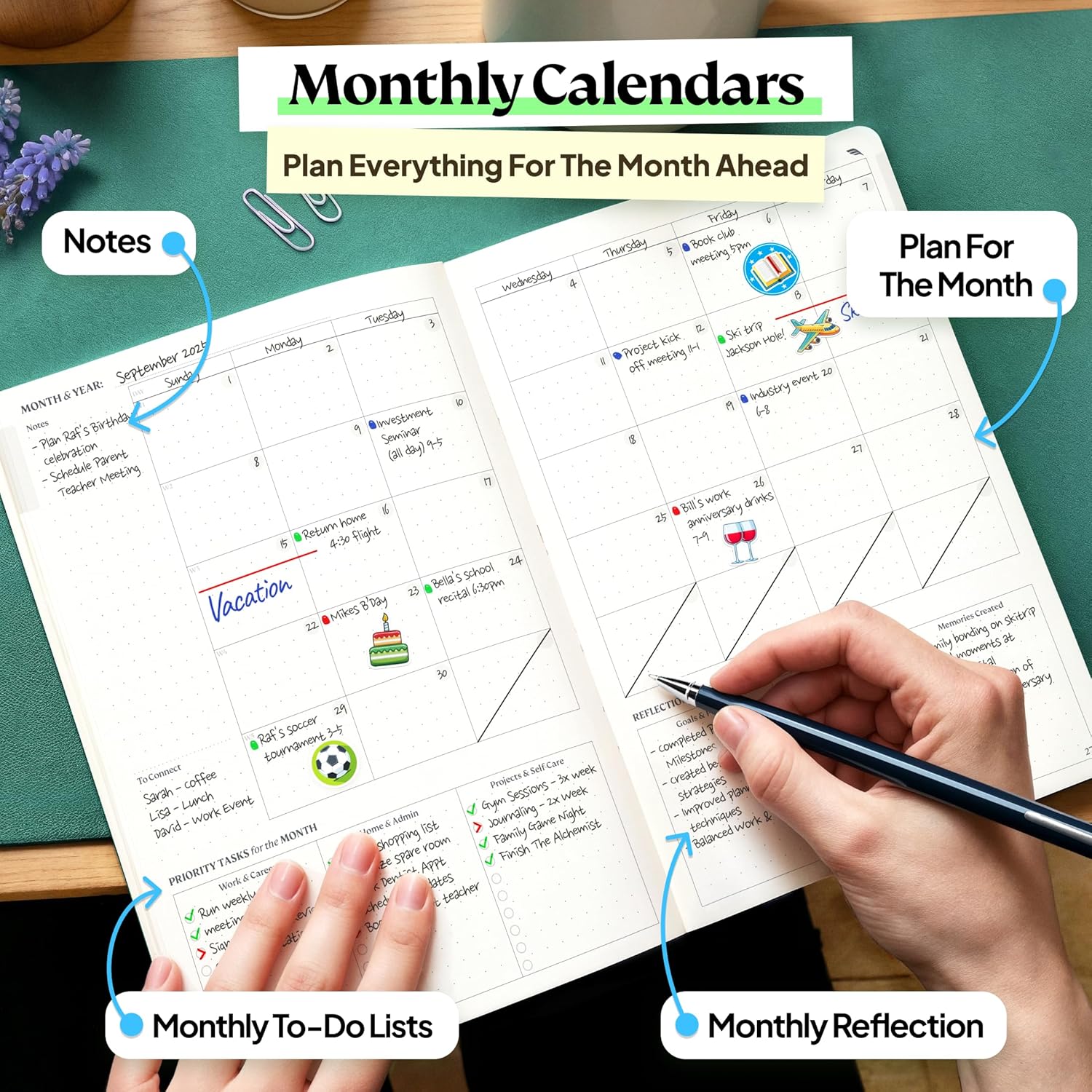 Roterunner Purpose Planner Notebook A5 5.8”x8.3” Undated 2026 Daily Weekly and Monthly Productivity Goal Setting Tool for Work Home ADHD Planner for Adults Self Care Journal (Tan Hardcover)