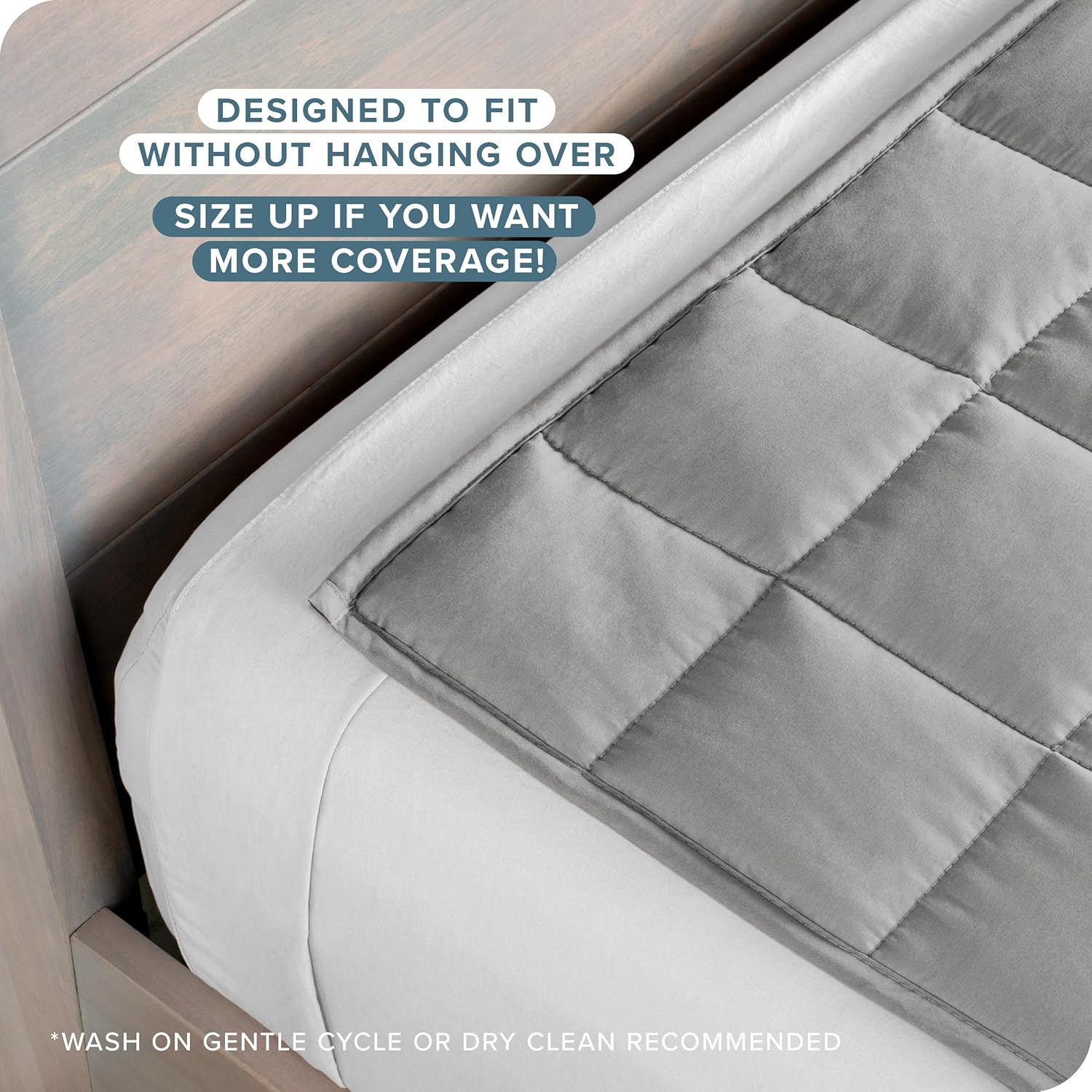 Bare Home Weighted Blanket All-Natural 100% Cotton with Nontoxic Glass Beads 48"x72" 15lbs, Light Grey