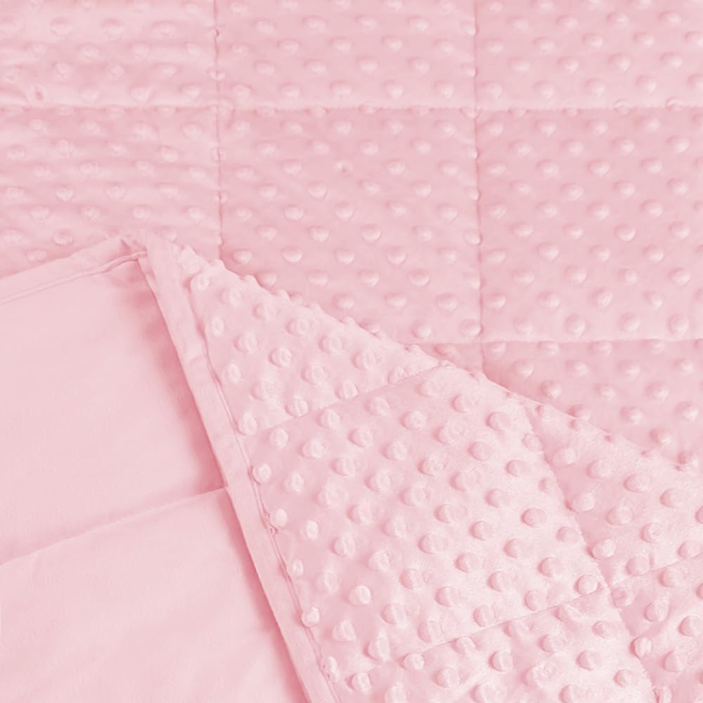 ALANSMA Reversible Weighted Blanket for All Season, Luxury Velvet, Warm and Cool, Adult Pink 7Lb Weighted Blanket, Enjoy Sleeping Anywhere(Pink,40"x60" 7lbs)