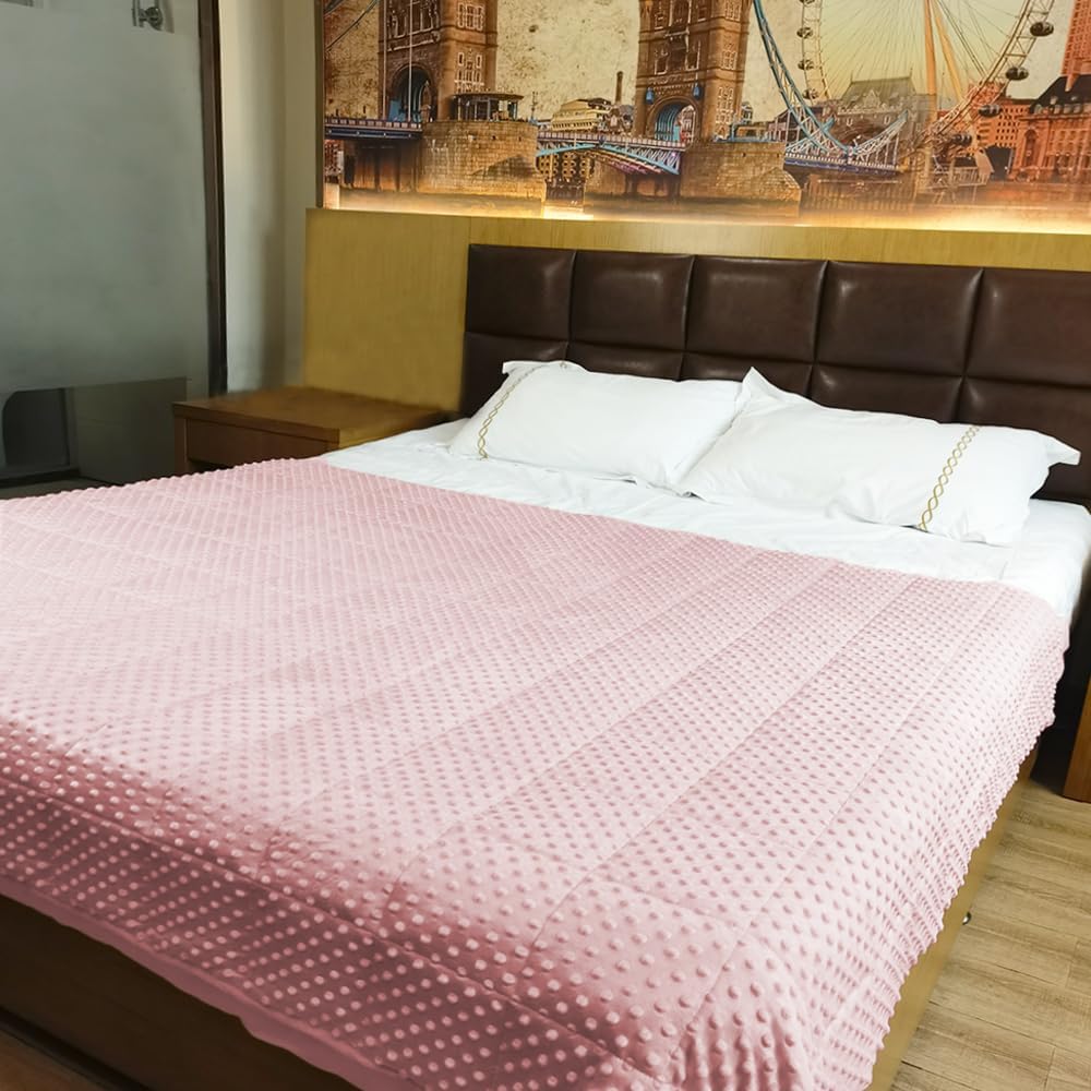 ALANSMA Reversible Weighted Blanket for All Season, Luxury Velvet, Warm and Cool, Adult Pink 7Lb Weighted Blanket, Enjoy Sleeping Anywhere(Pink,40"x60" 7lbs)