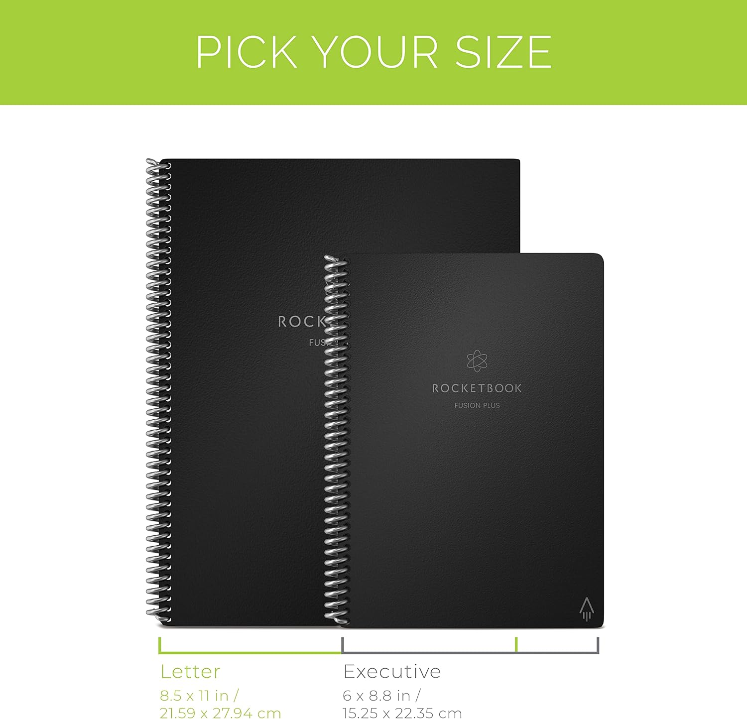 Rocketbook Fusion Plus Smart Reusable Notebook Planner, Notetaking and Planning In One, Letter Size 8.5x11, Black