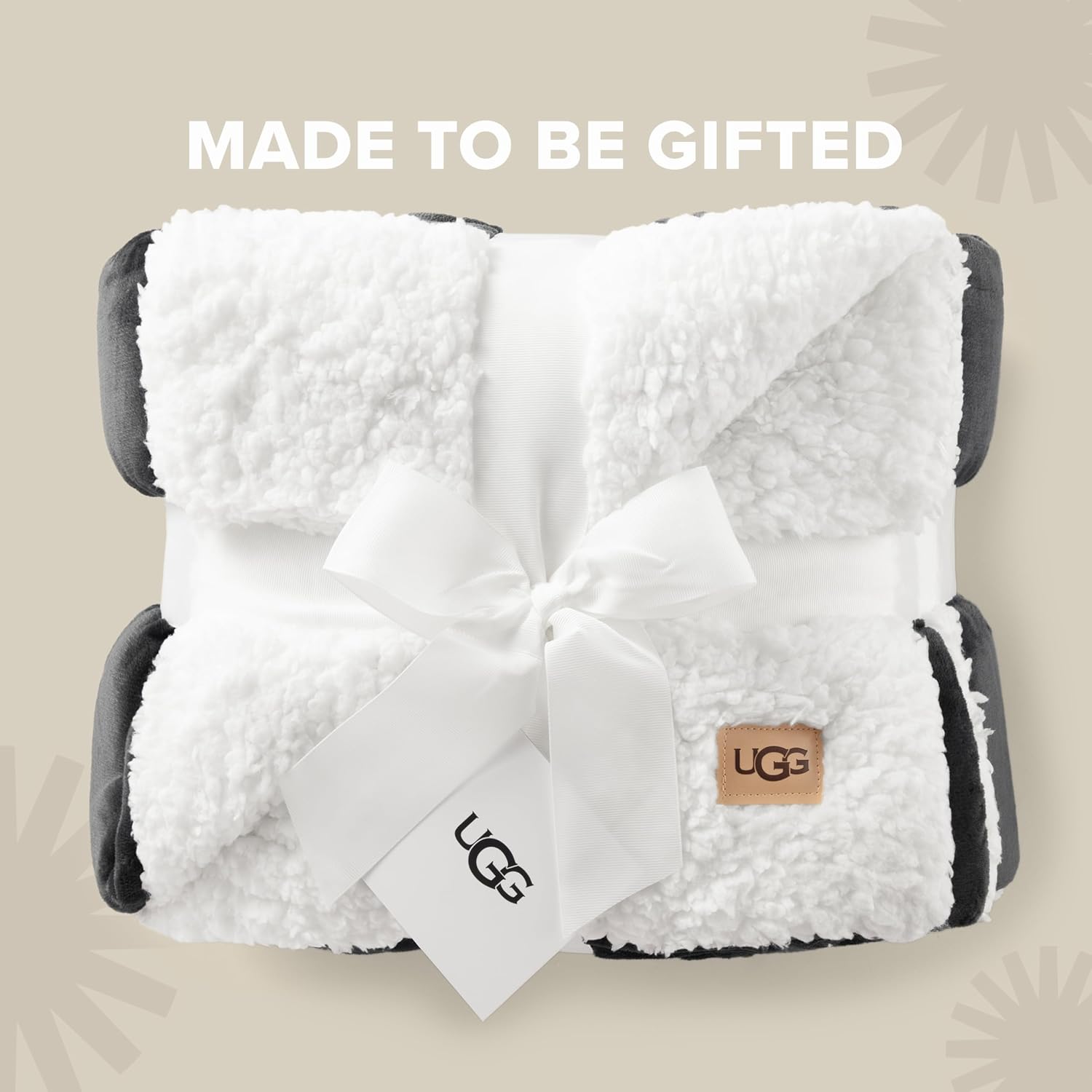 UGG Nita Throw Blanket for Bed, Soft Reversible Plush Throw for Couch and Living Room, Cozy Fluffy Blanket, Washable Bedding, Home Decor, 50-inch x 70-inch, Charcoal Grey