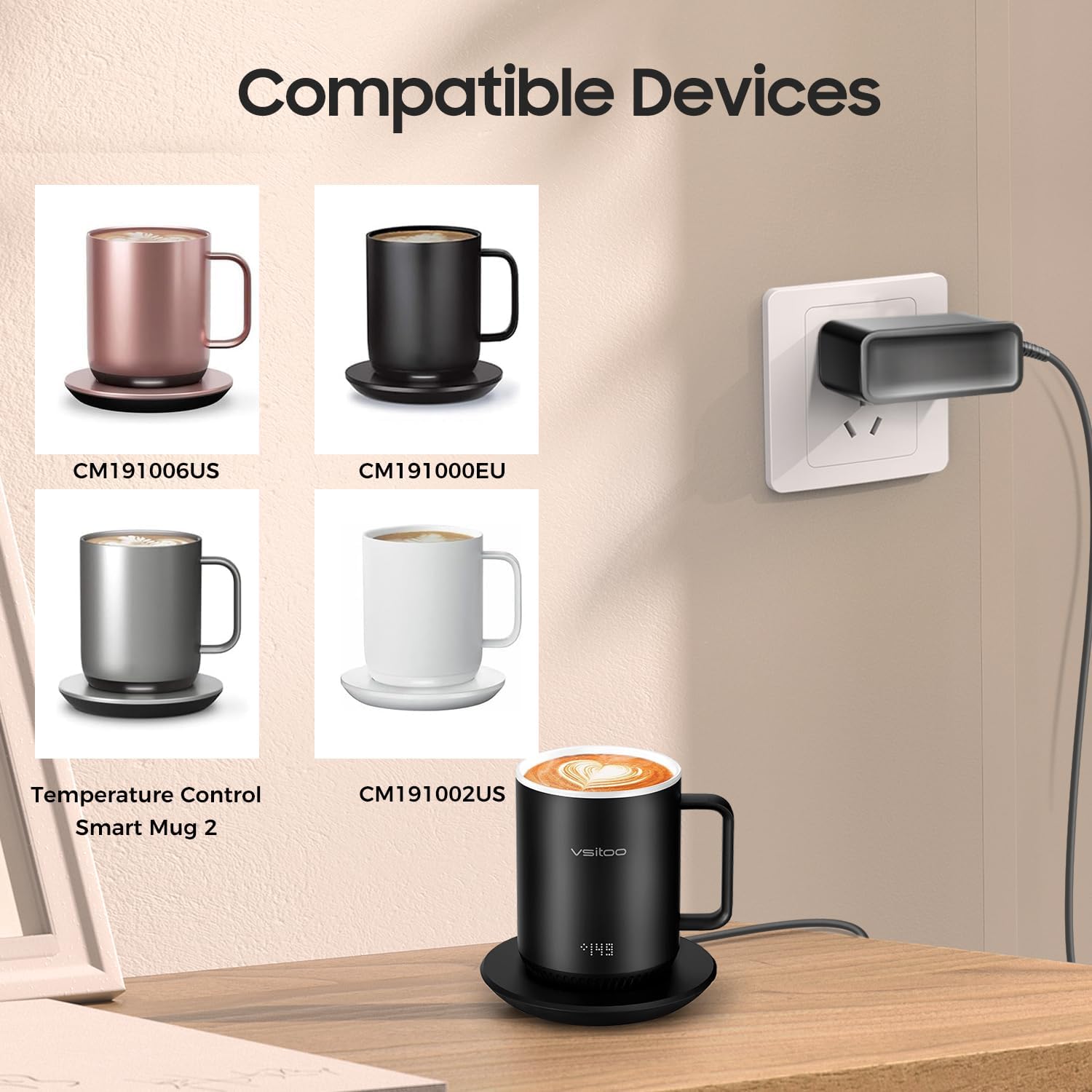 KFD 19V AC Adapter Charger Compatible with Ember Temperature Control Smart Mug 2, Ember Charging Coaster 2, Ember Mug Charger Power Supply Cord