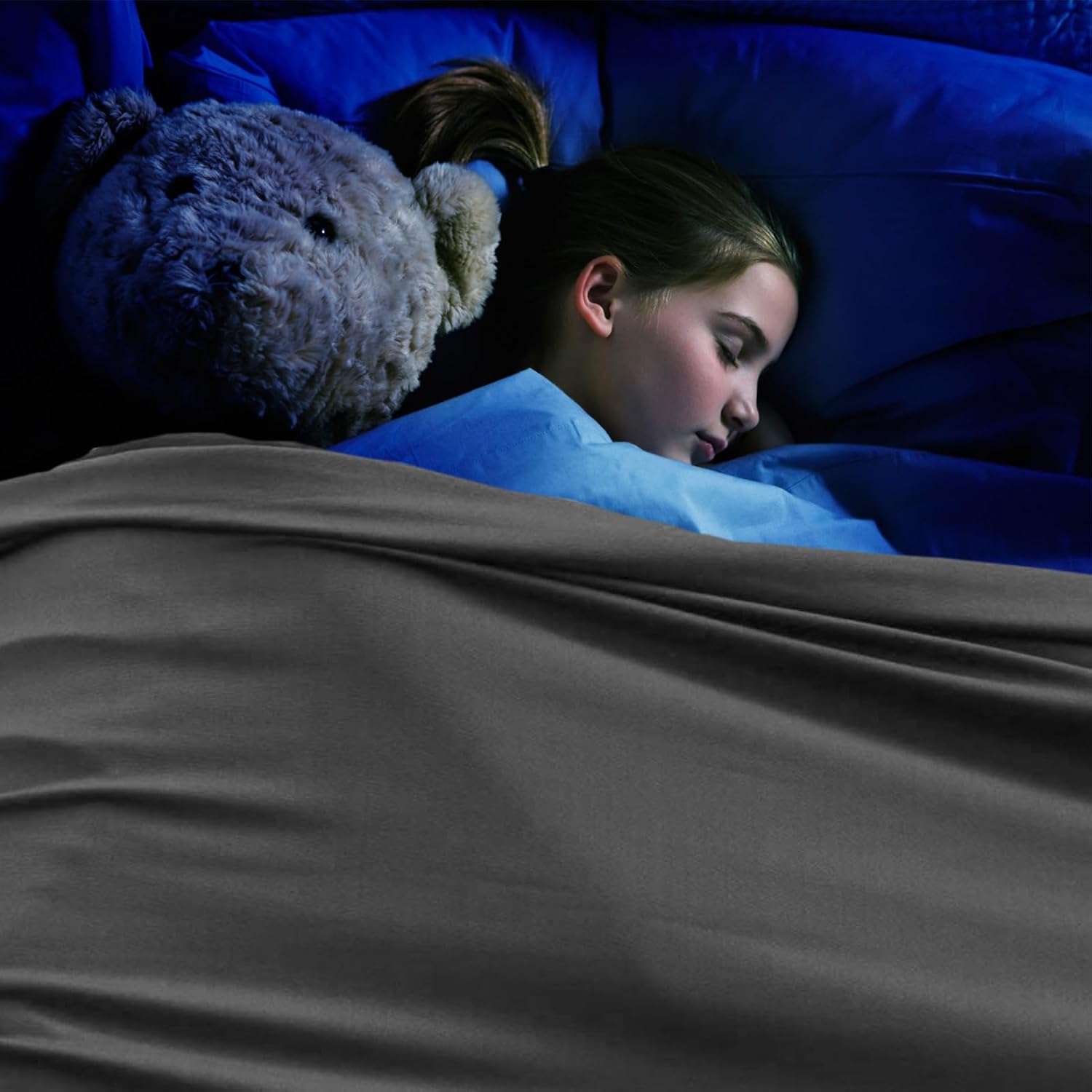 Ntomtuex Sensory Bed Sheet for Compression Reduced Pressure Weighted Blanket to Keep Nice Sleeping Comfortable with Light Breathable Polyester, Blue, 54"x60"