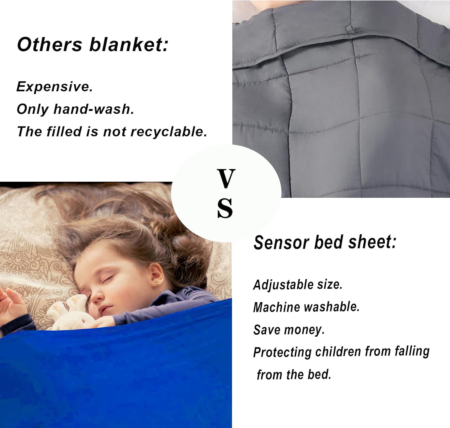 Ntomtuex Sensory Bed Sheet for Compression Reduced Pressure Weighted Blanket to Keep Nice Sleeping Comfortable with Light Breathable Polyester, Blue, 54"x60"