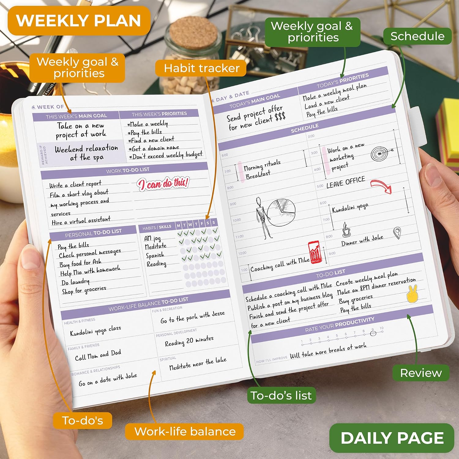 Clever Fox Daily Planner 2nd Edition – Undated Time Block Task Organizer with Hourly Schedule & to-do List – A5, 6 Months (White)